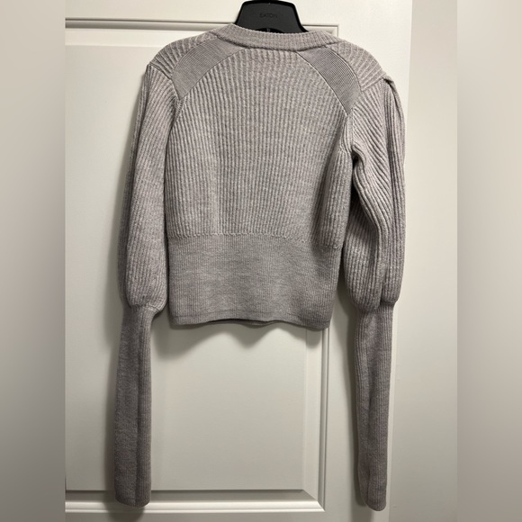 Veronica Beard Jude Jeweled crewneck blouson-sleeve wool knit sweater - Picture 6 of 7